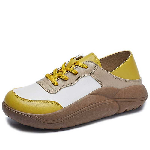 Women's yellow stitch accents retro casual shoe sneaker 01